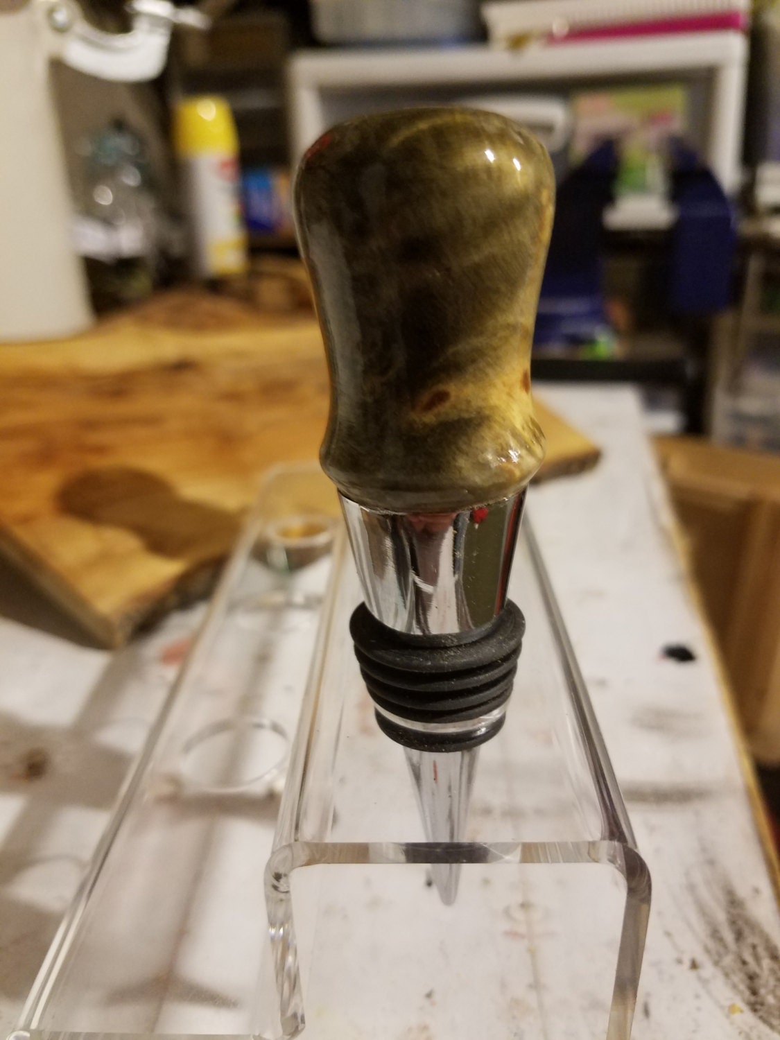 Dyed elm burl bottle stopper