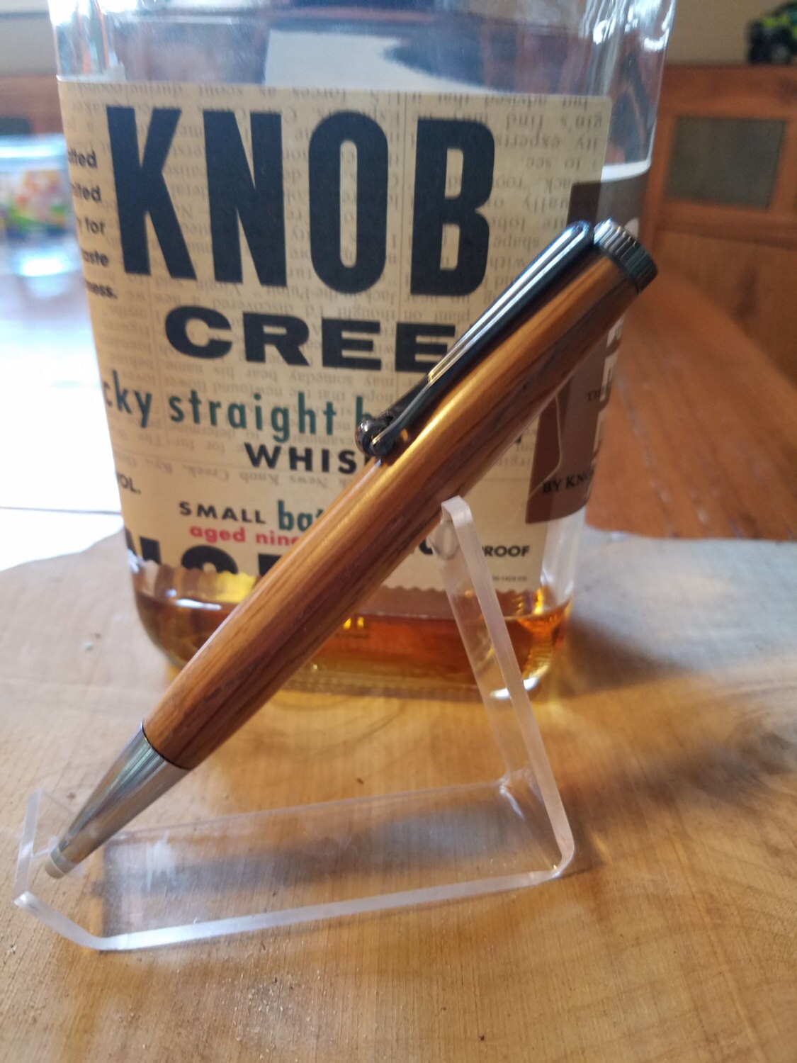 Indigo Twist Ballpoint pen made from Cognac Barrel Stave