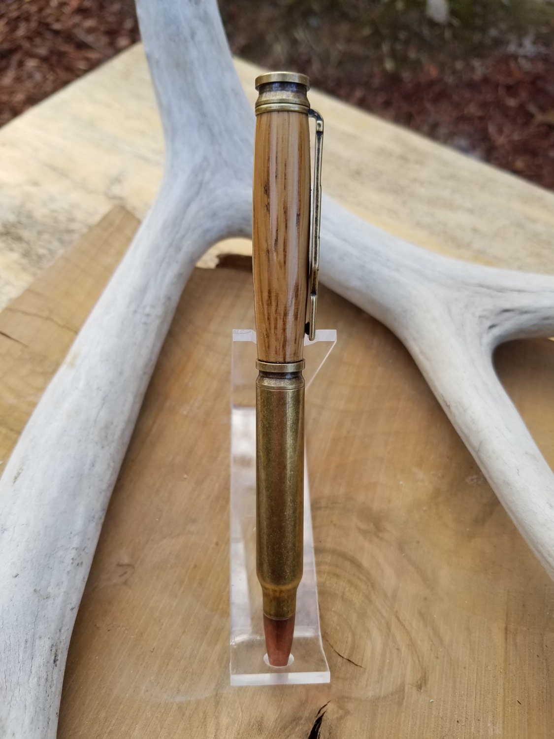 30 caliber bullet pen made from Jack Daniels Whiskey Barrel stave