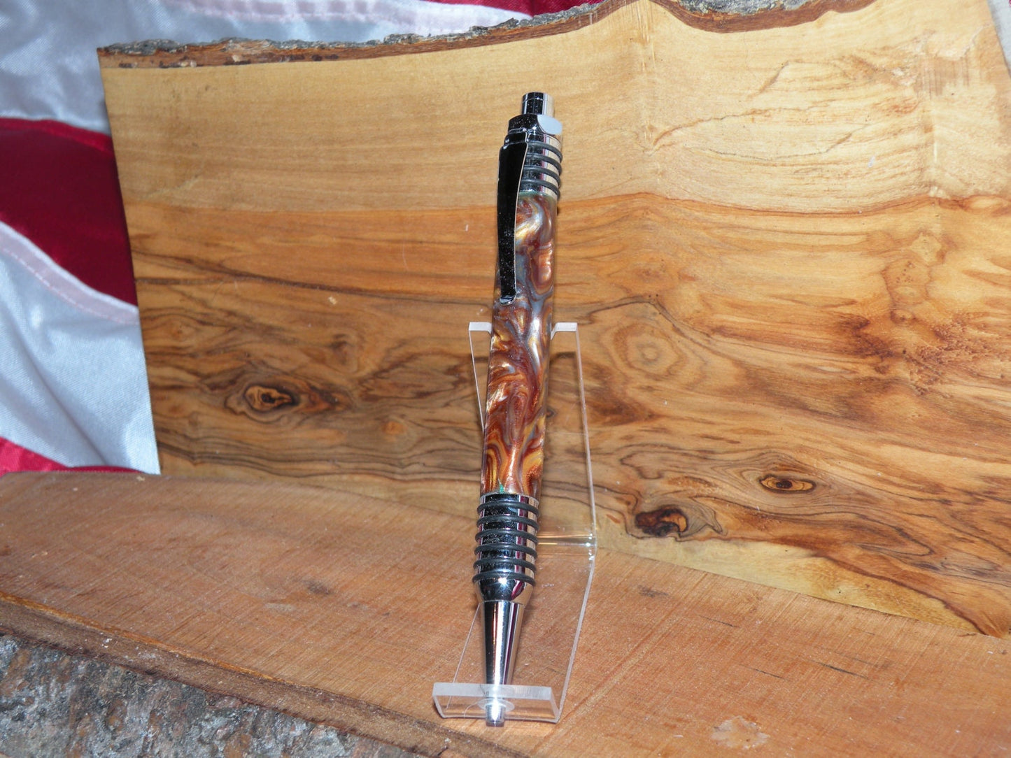 Spartan Click pen made from molten lava acrylic