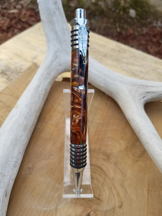 Spartan Click pen made from molten lava acrylic