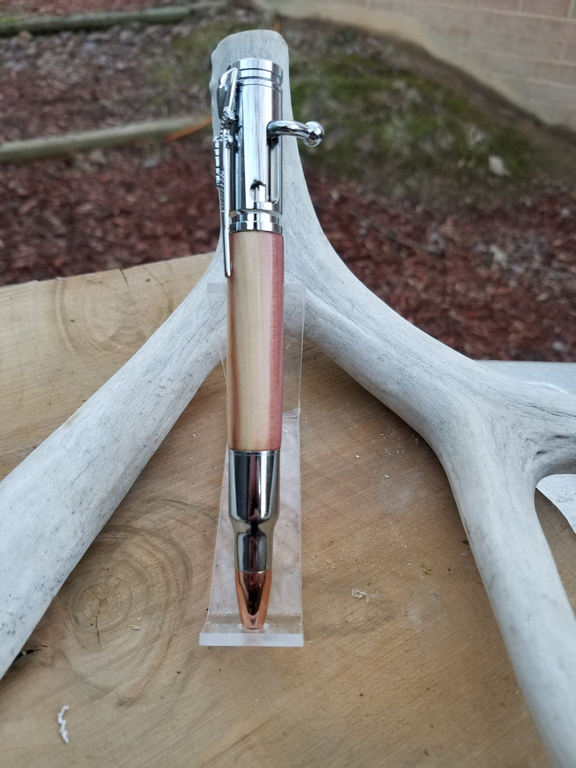 30 Caliber Magnum bolt action pen made from Tulip wood