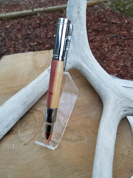 30 Caliber Magnum bolt action pen made from Tulip wood