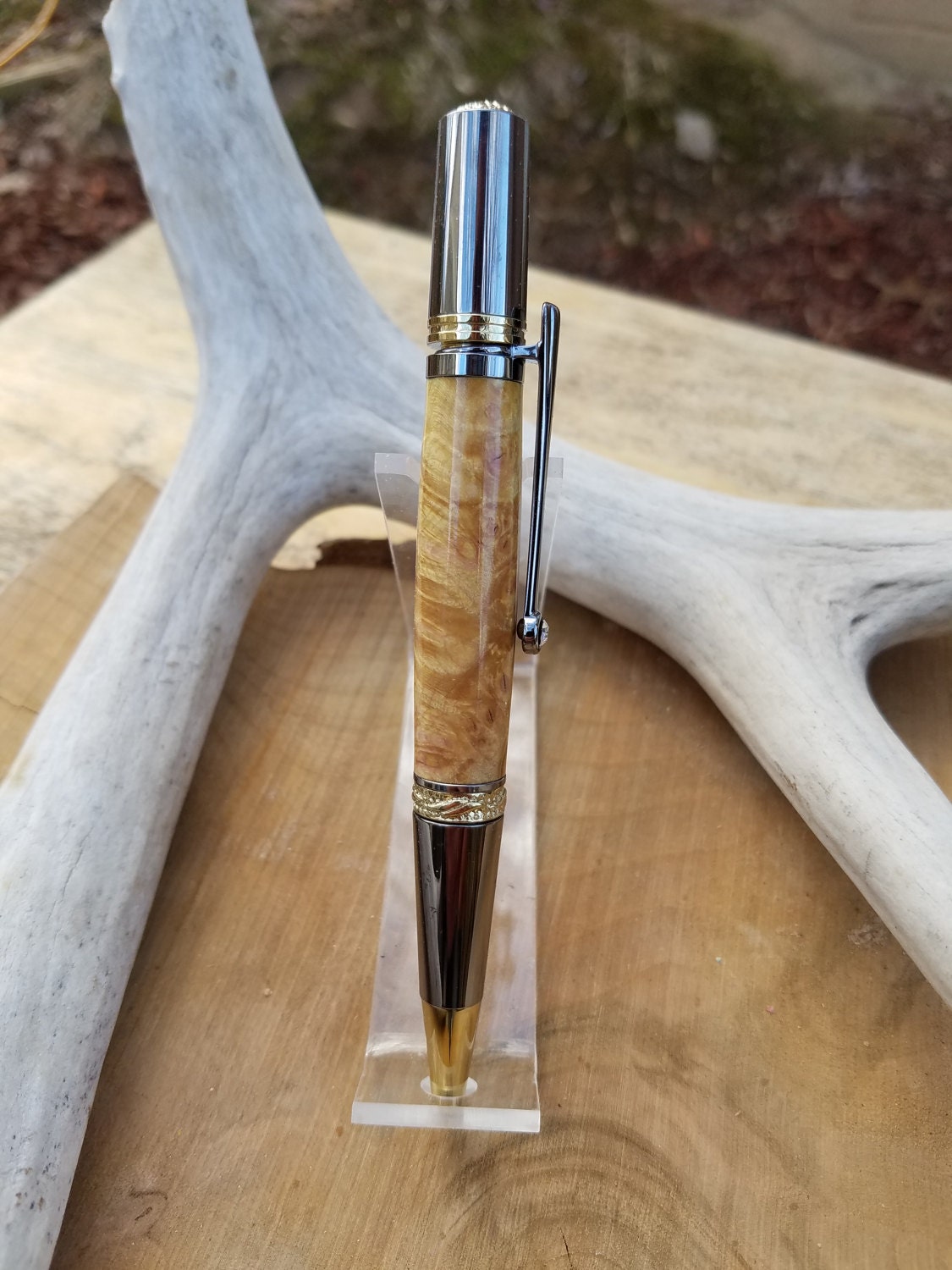 Majestic Squire made from dyed bird's eye maple burl