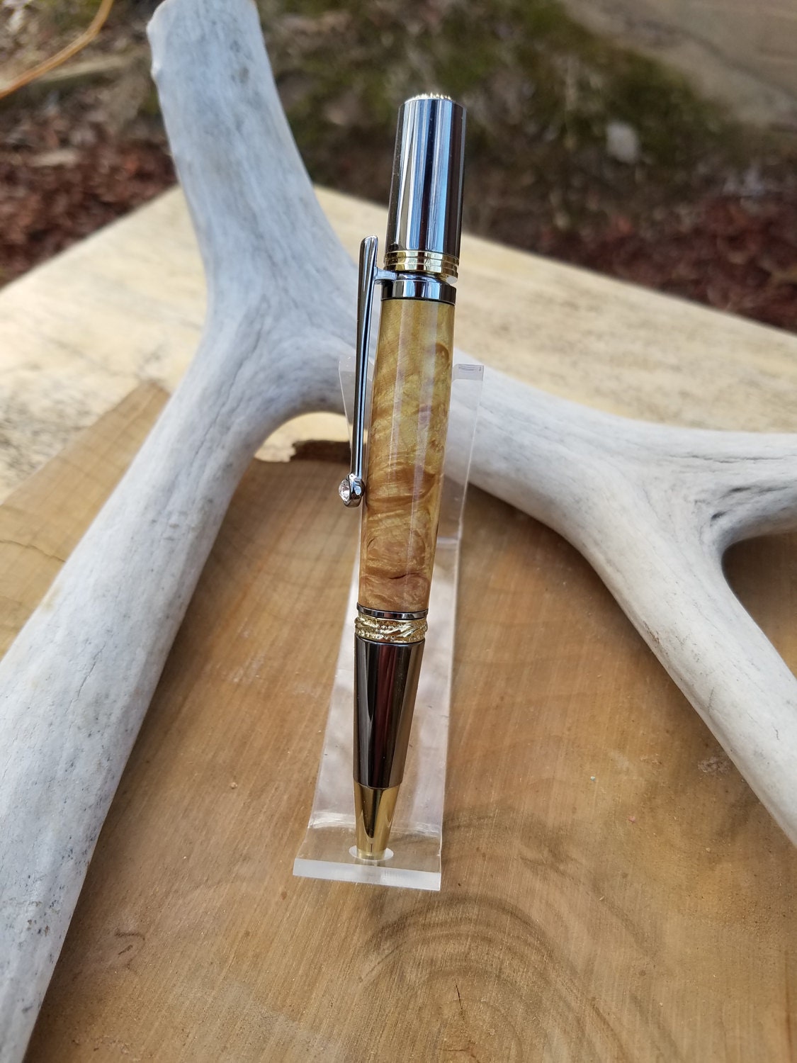 Majestic Squire made from dyed bird's eye maple burl