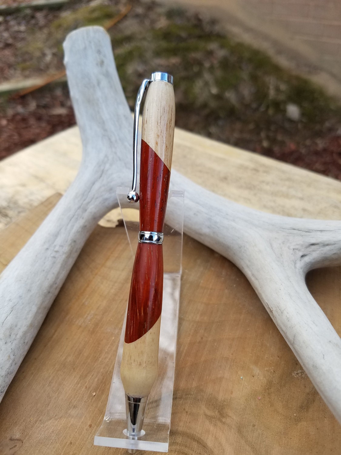 Slimline twist pen made from maple and padauk