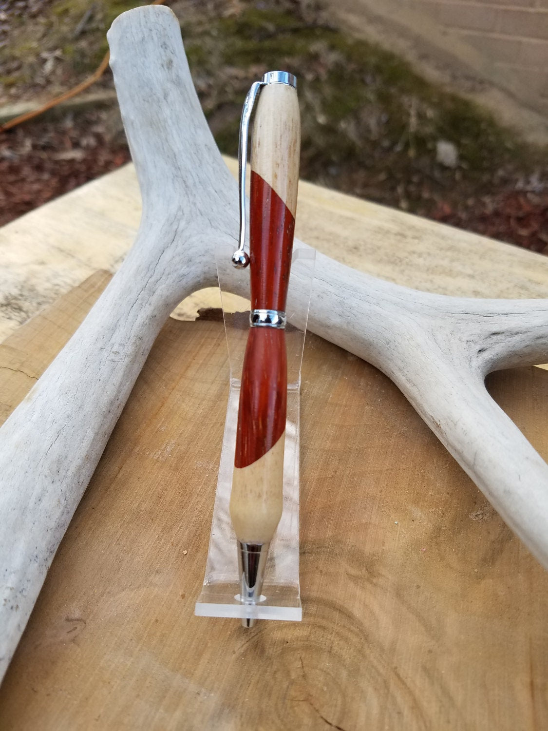 Slimline twist pen made from maple and padauk