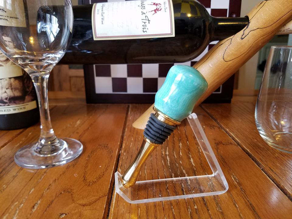 Blue dyed Poplar Bottle Stopper