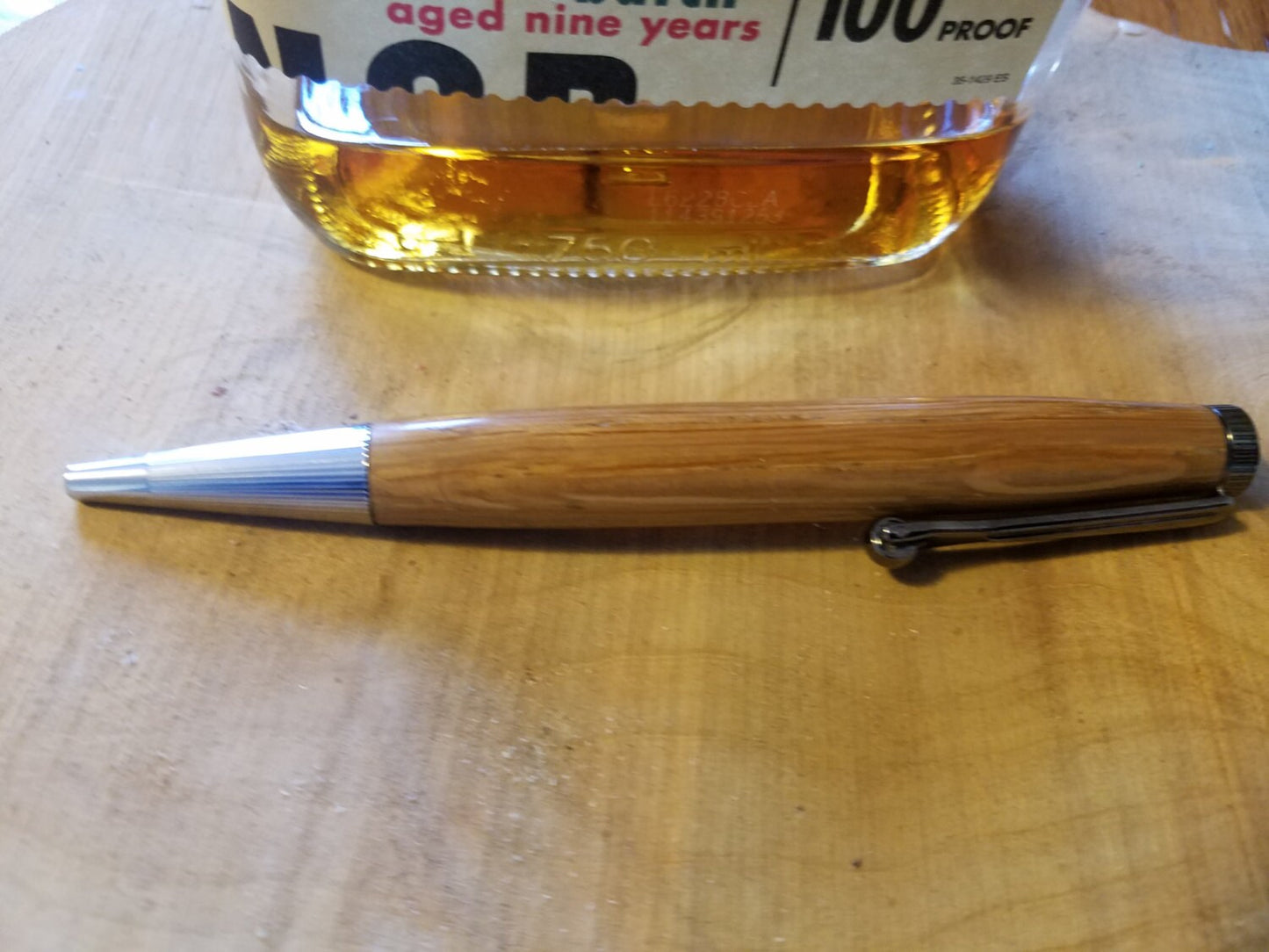 Indigo Twist Ballpoint pen made from Cognac Barrel Stave