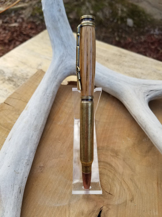 30 caliber bullet pen made from Jack Daniels Whiskey Barrel stave