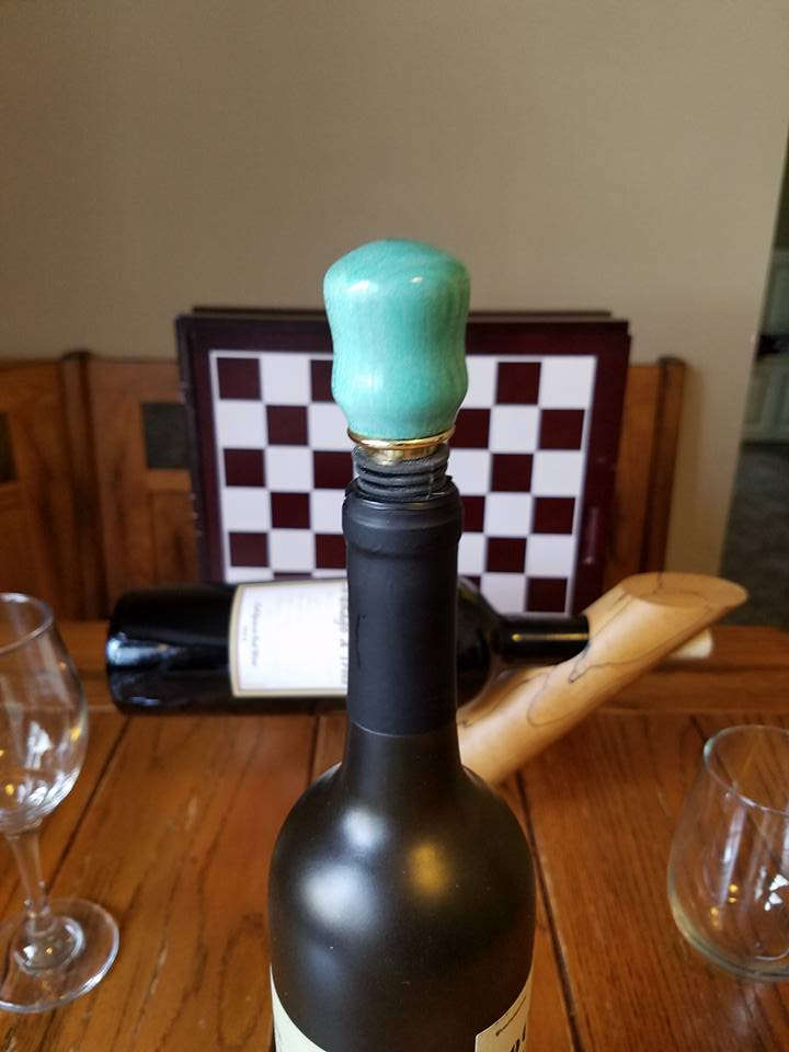 Blue dyed Poplar Bottle Stopper