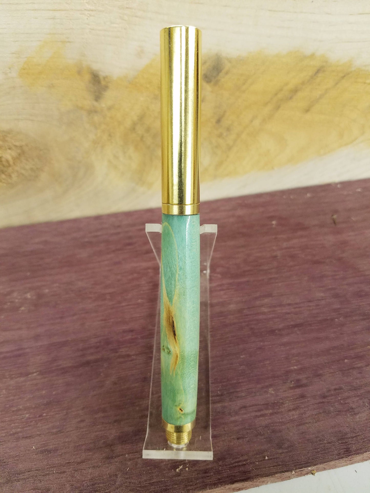 RAW pen made from dyed stabilized curly maple