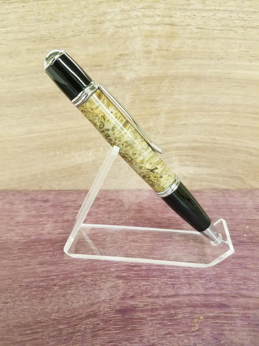 Gatsby grande pen made from stabilized dyed black ash burl