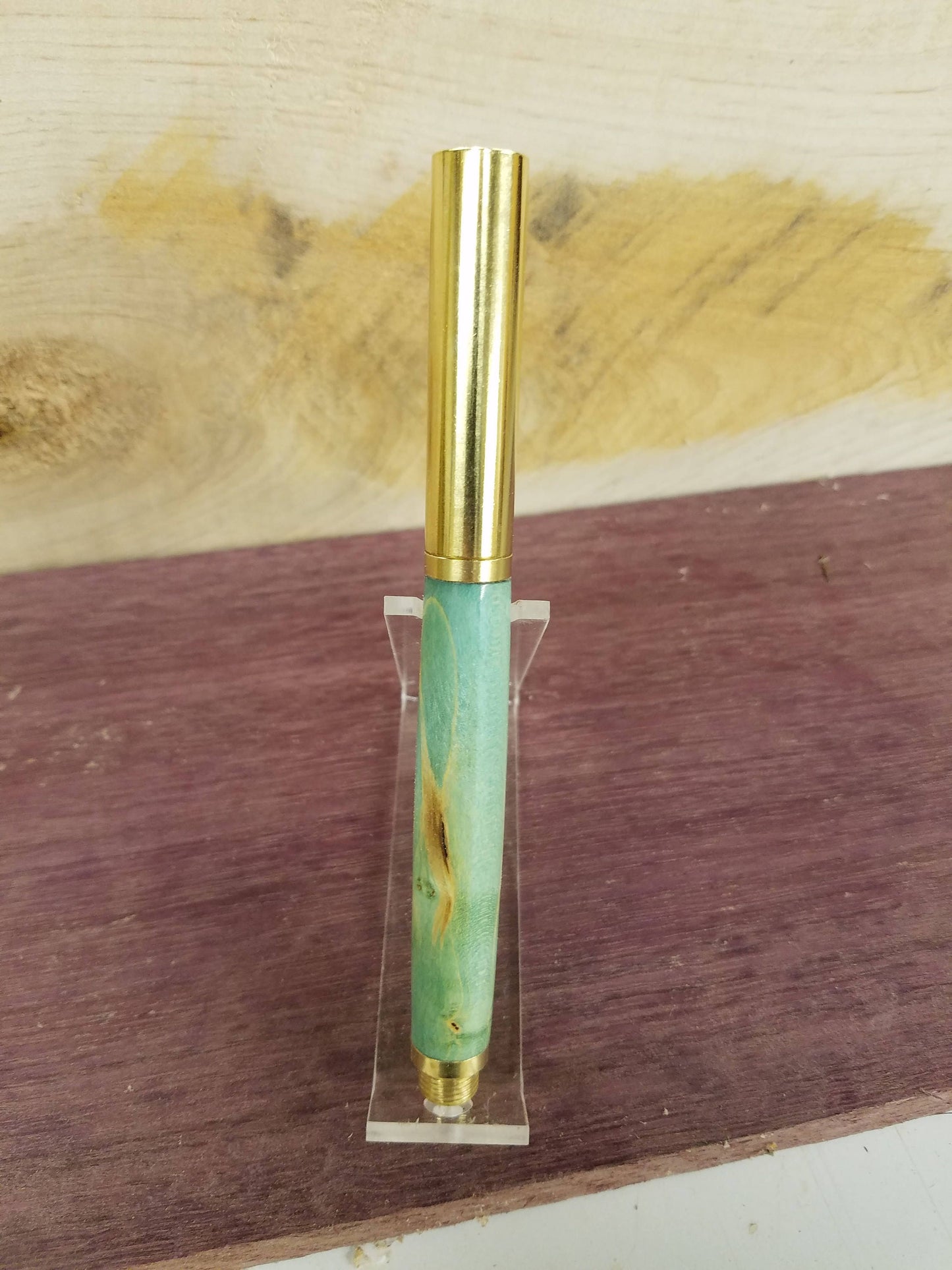 RAW pen made from dyed stabilized curly maple