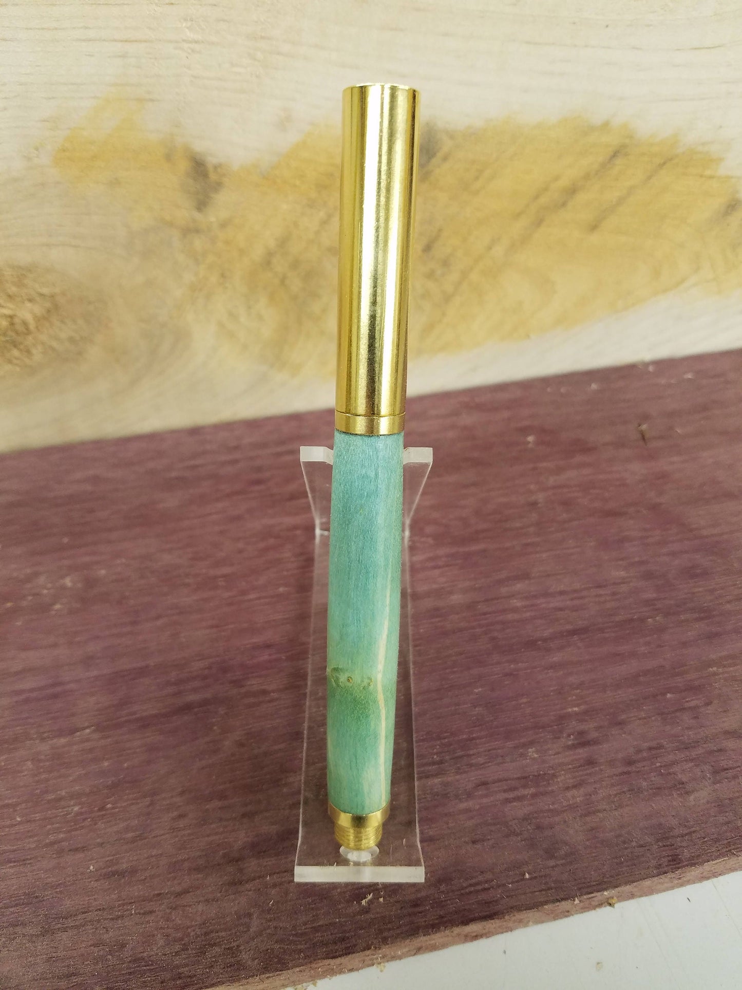 RAW pen made from dyed stabilized curly maple