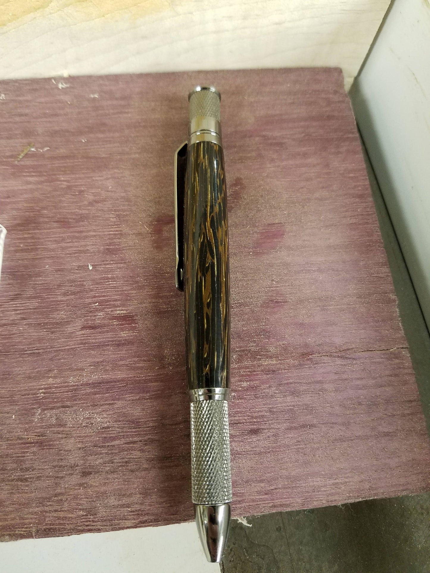 Knurl GT pen made from Tiger wood