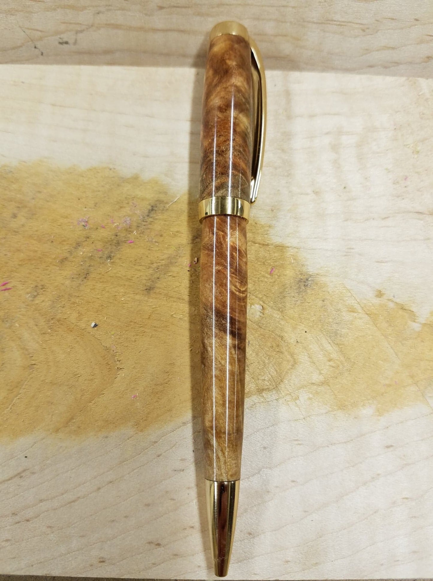 Gold Plated Graduate pen made from stabilized box elder burl