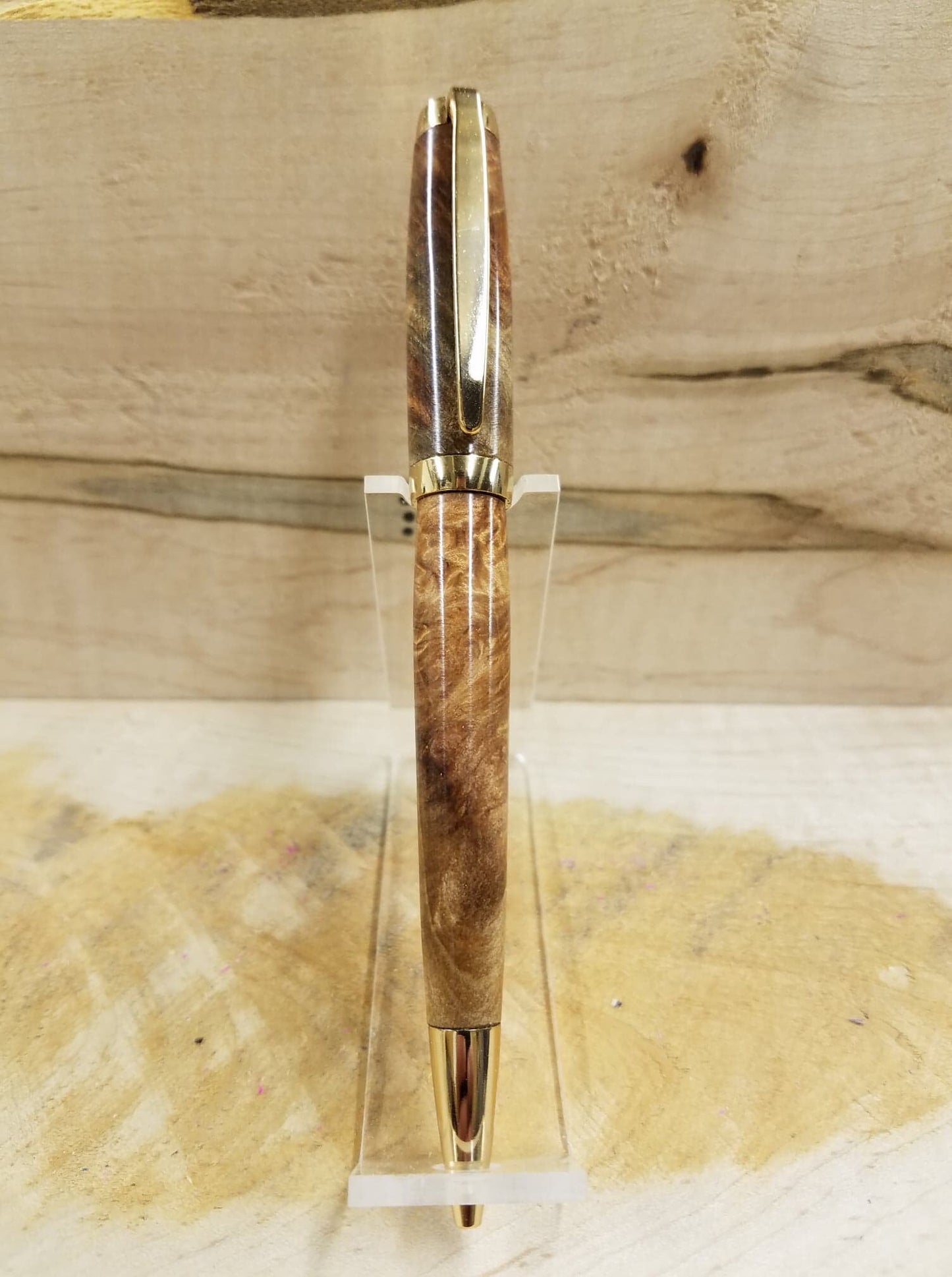 Gold Plated Graduate pen made from stabilized box elder burl