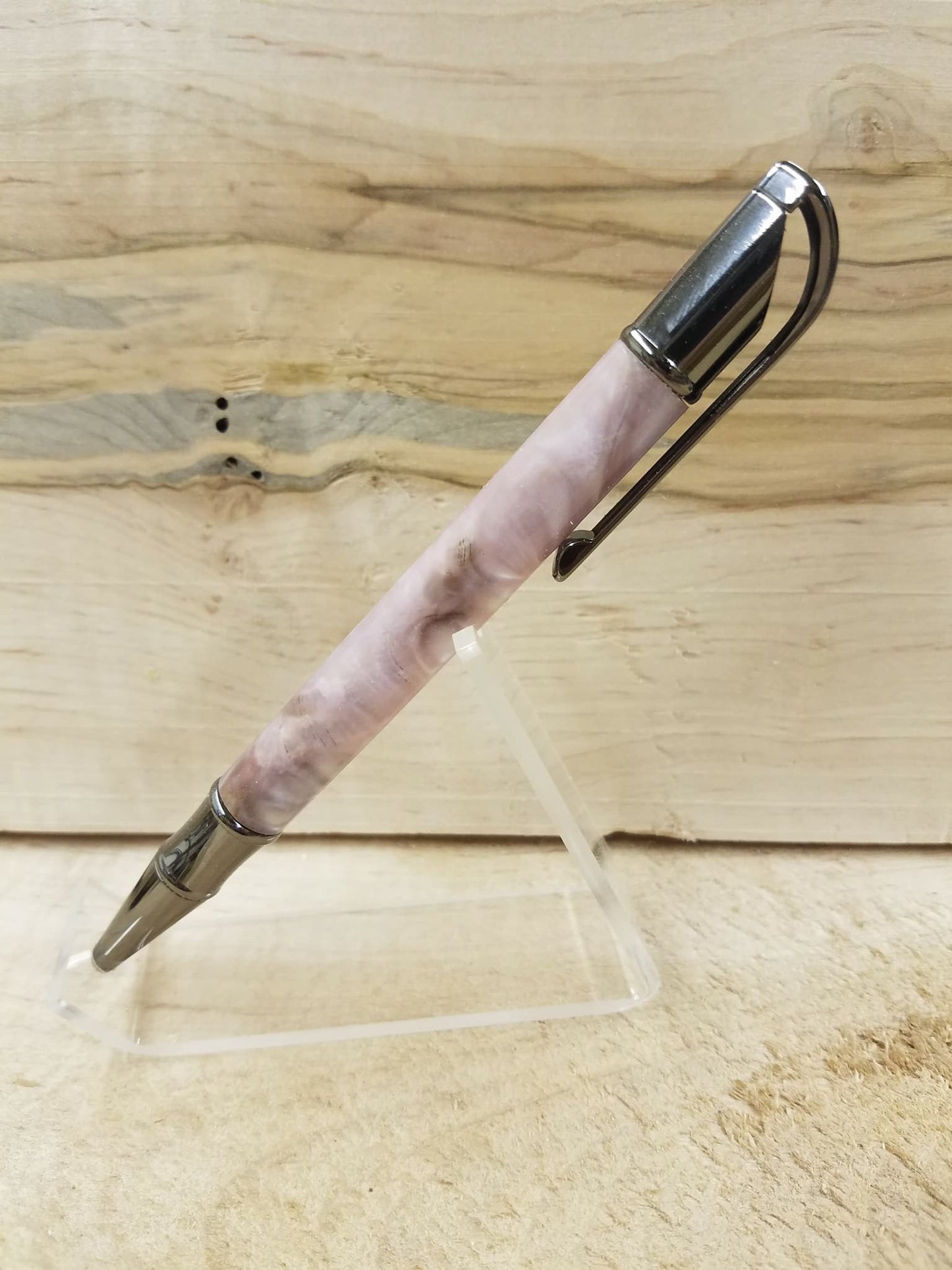 Lady's Chrome plated Cosmopolitan pen made from beautiful pink acrylic