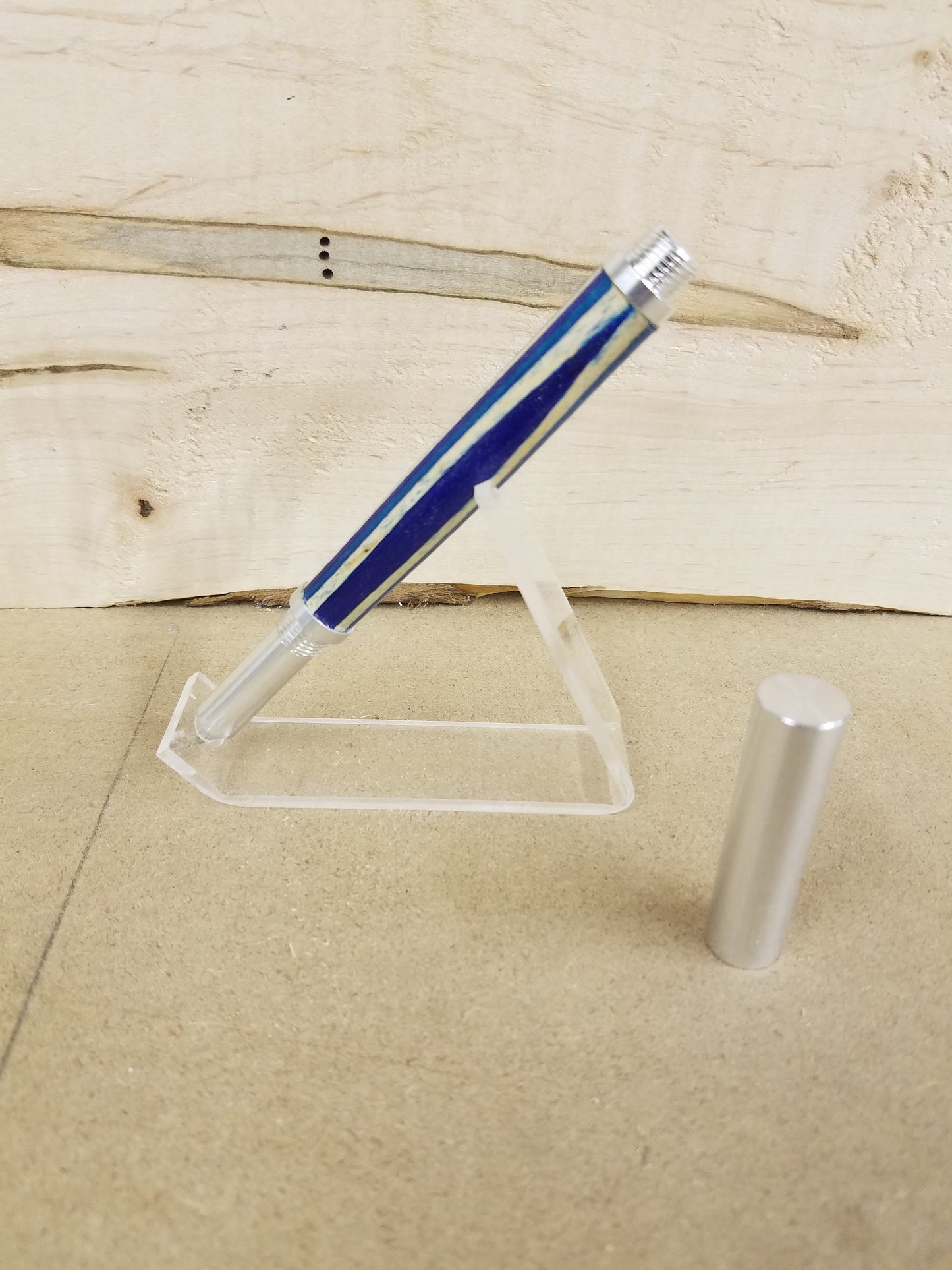 RAW pen made from blue and white spectraply