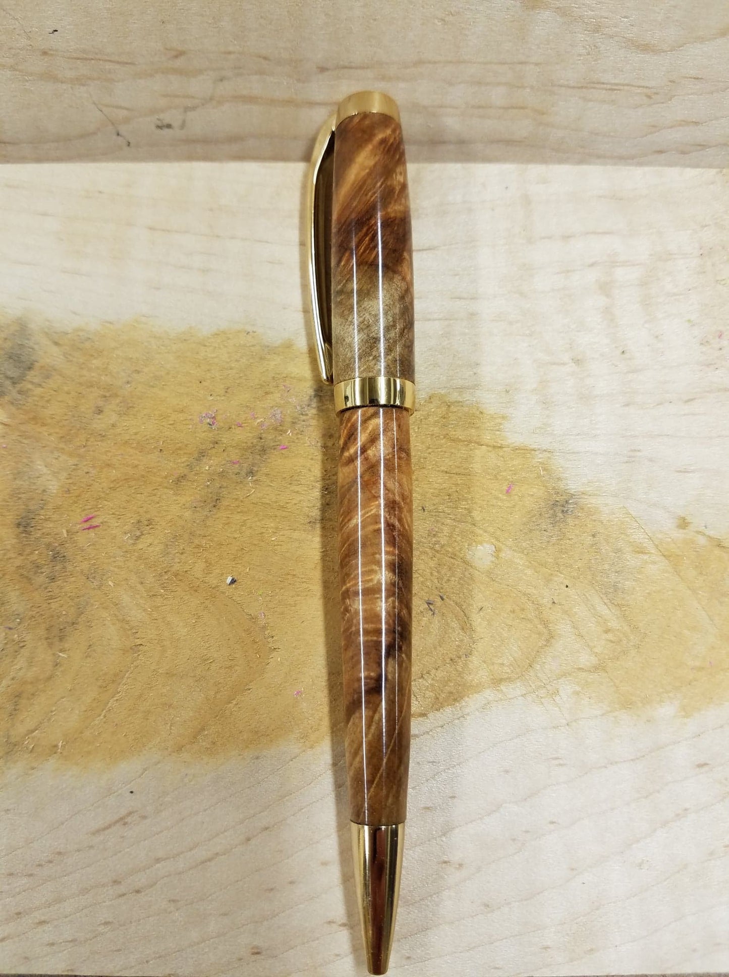 Gold Plated Graduate pen made from stabilized box elder burl