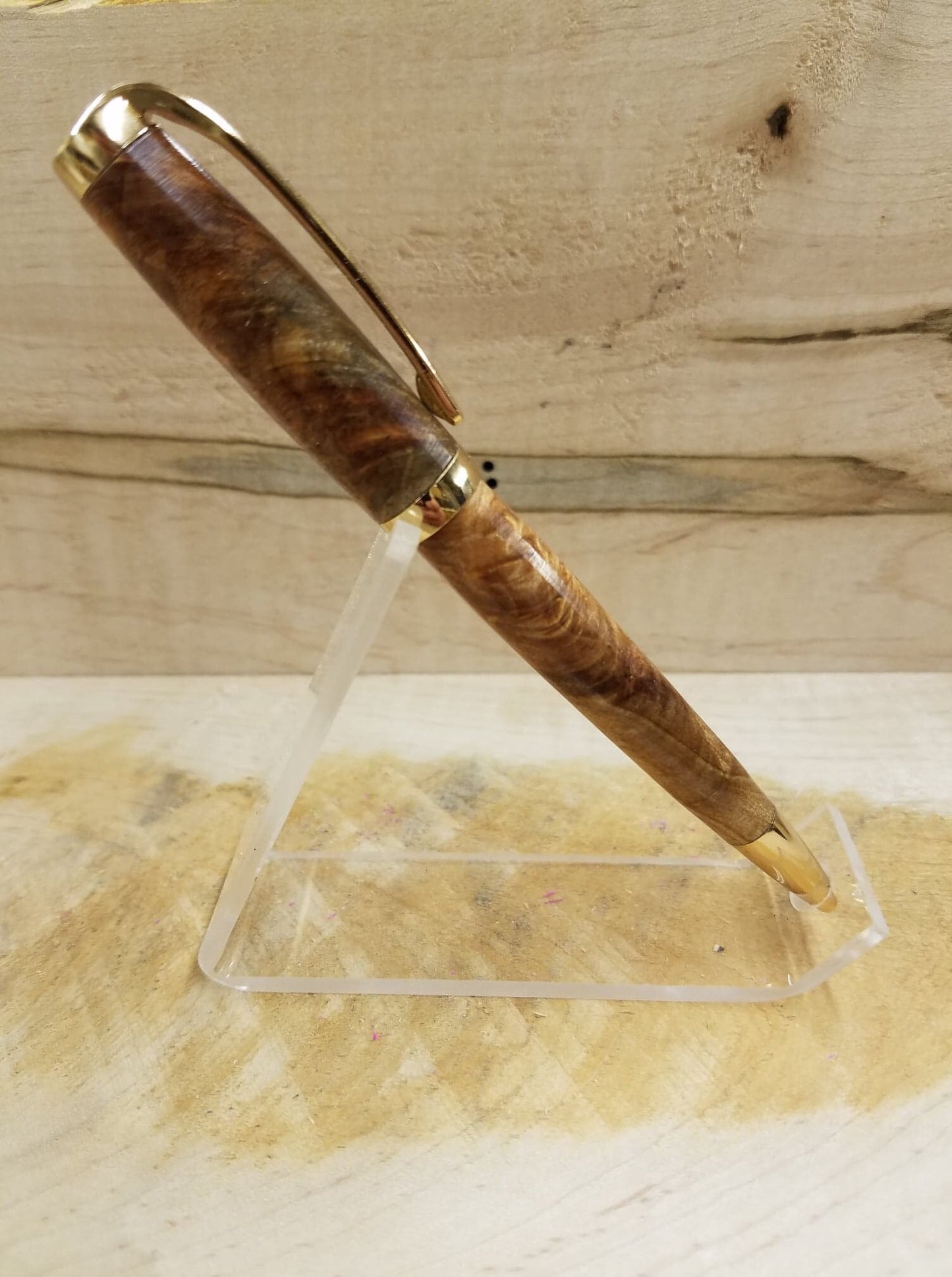 Gold Plated Graduate pen made from stabilized box elder burl