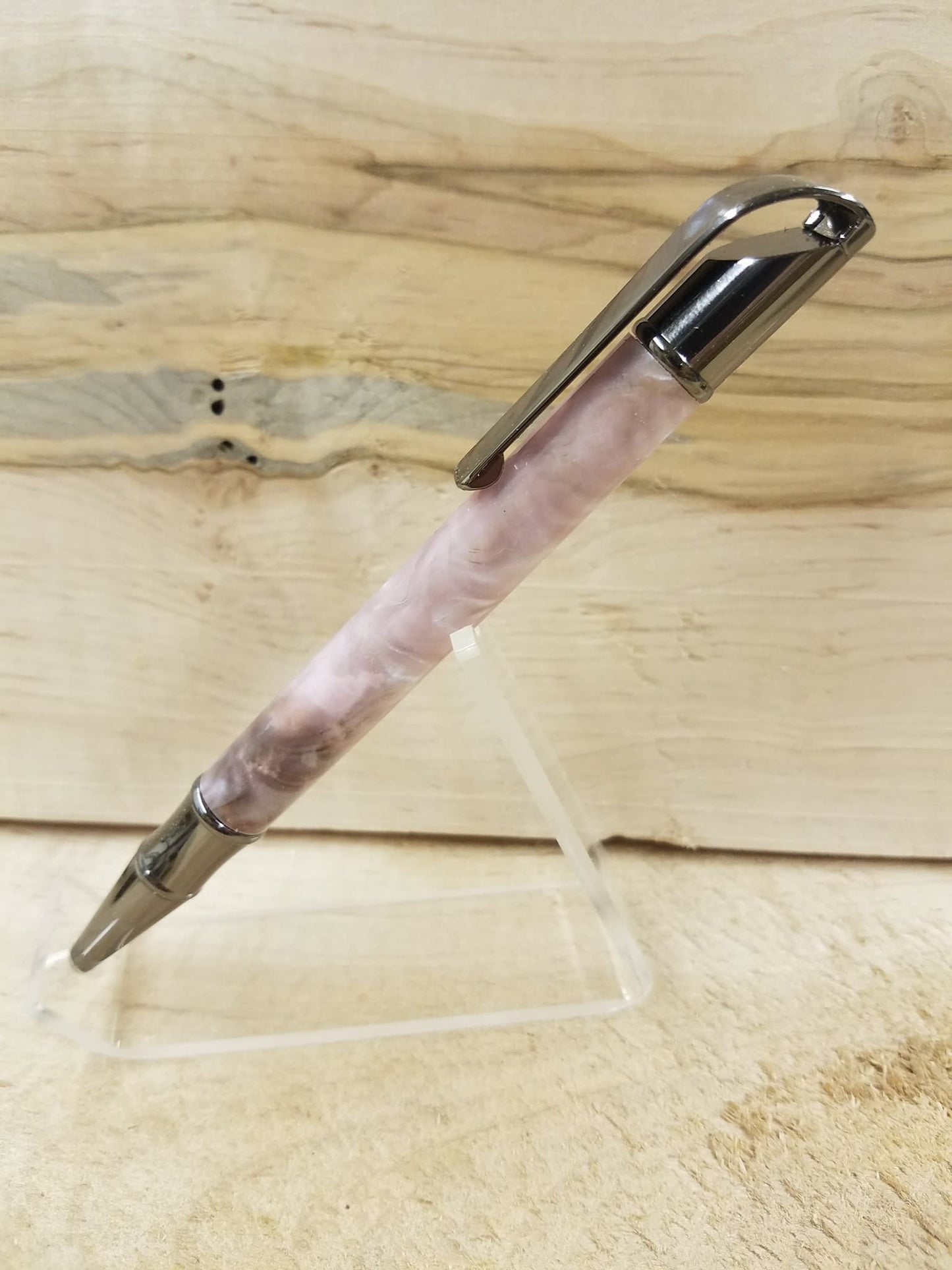 Lady's Chrome plated Cosmopolitan pen made from beautiful pink acrylic