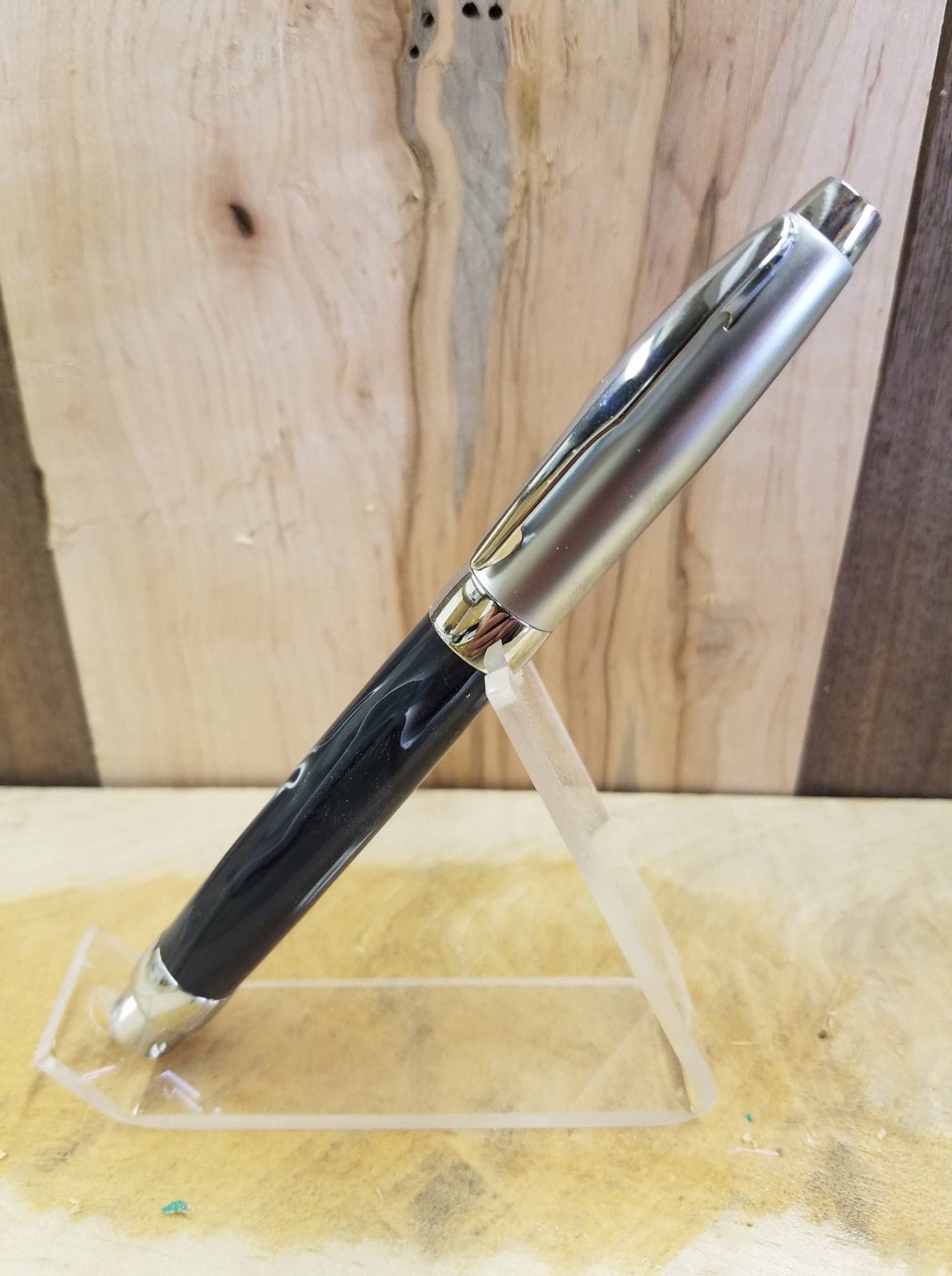 Pressimo fountain pen made from midnight galaxy acrylic