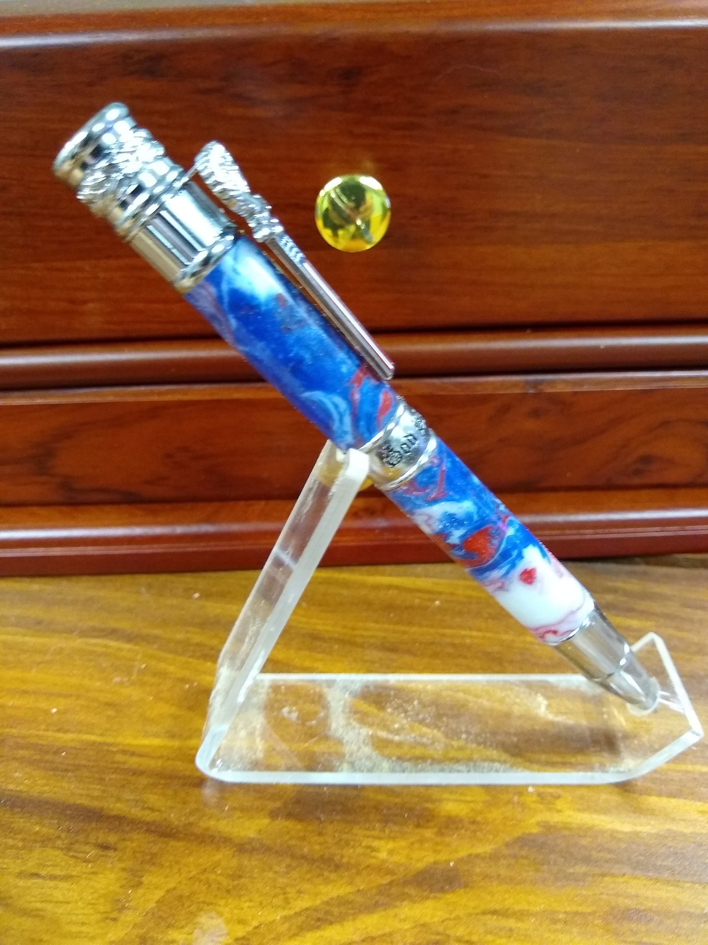 American Patriot pen made from red, white and blue swirl acrylic