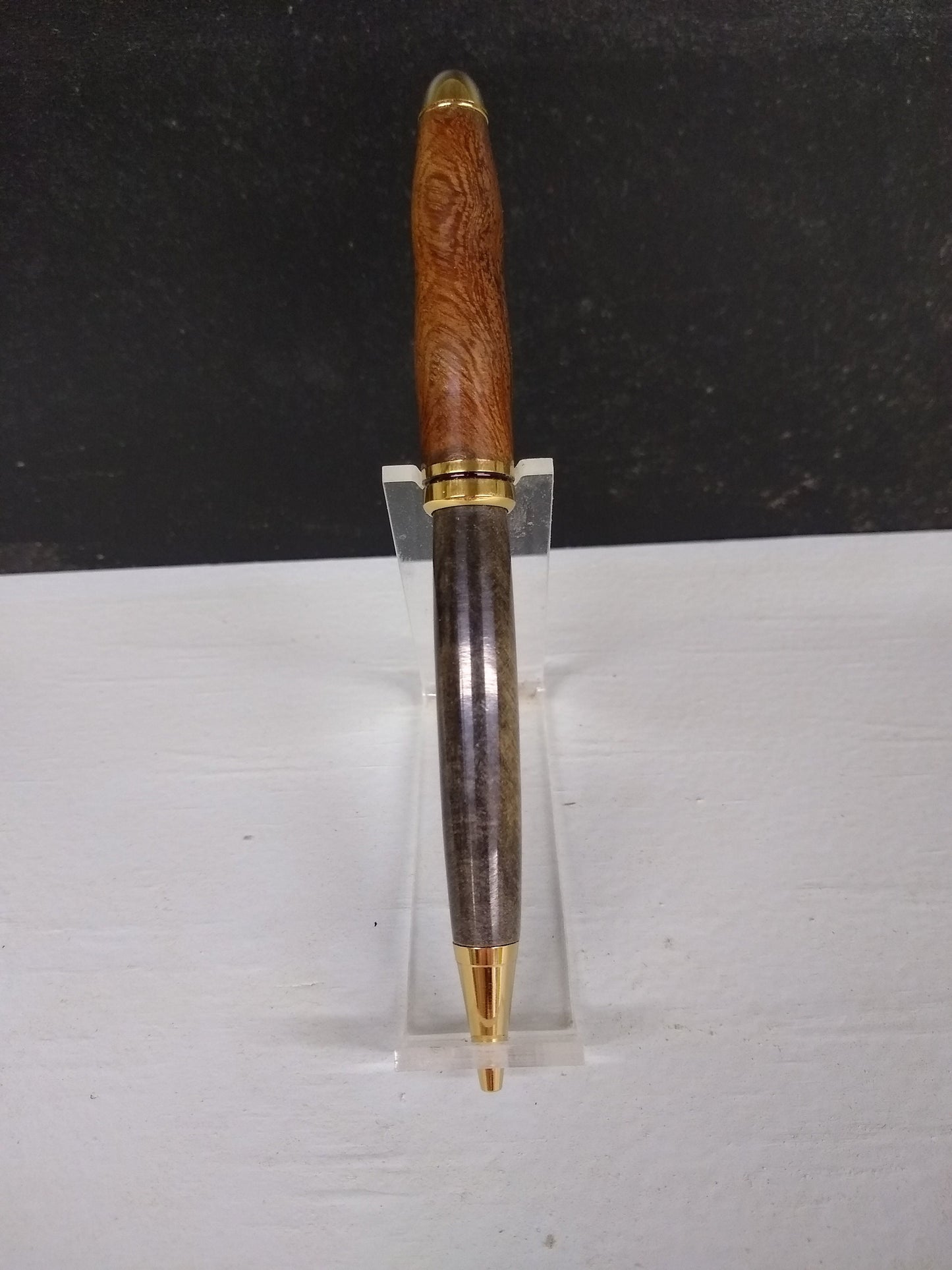 Mont Blanc style Euro twist pen made from dyed green box elder burl and dyed redwood burl