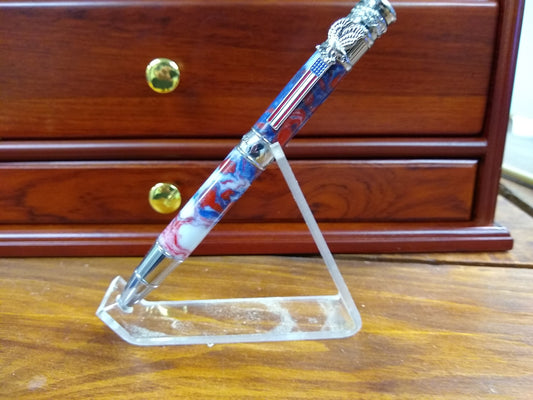 American Patriot pen made from red, white and blue swirl acrylic