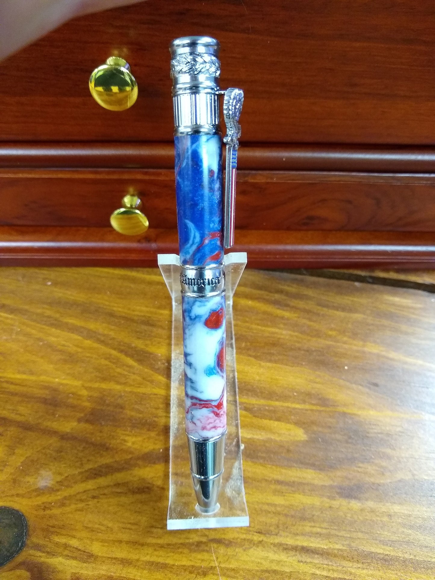 American Patriot pen made from red, white and blue swirl acrylic