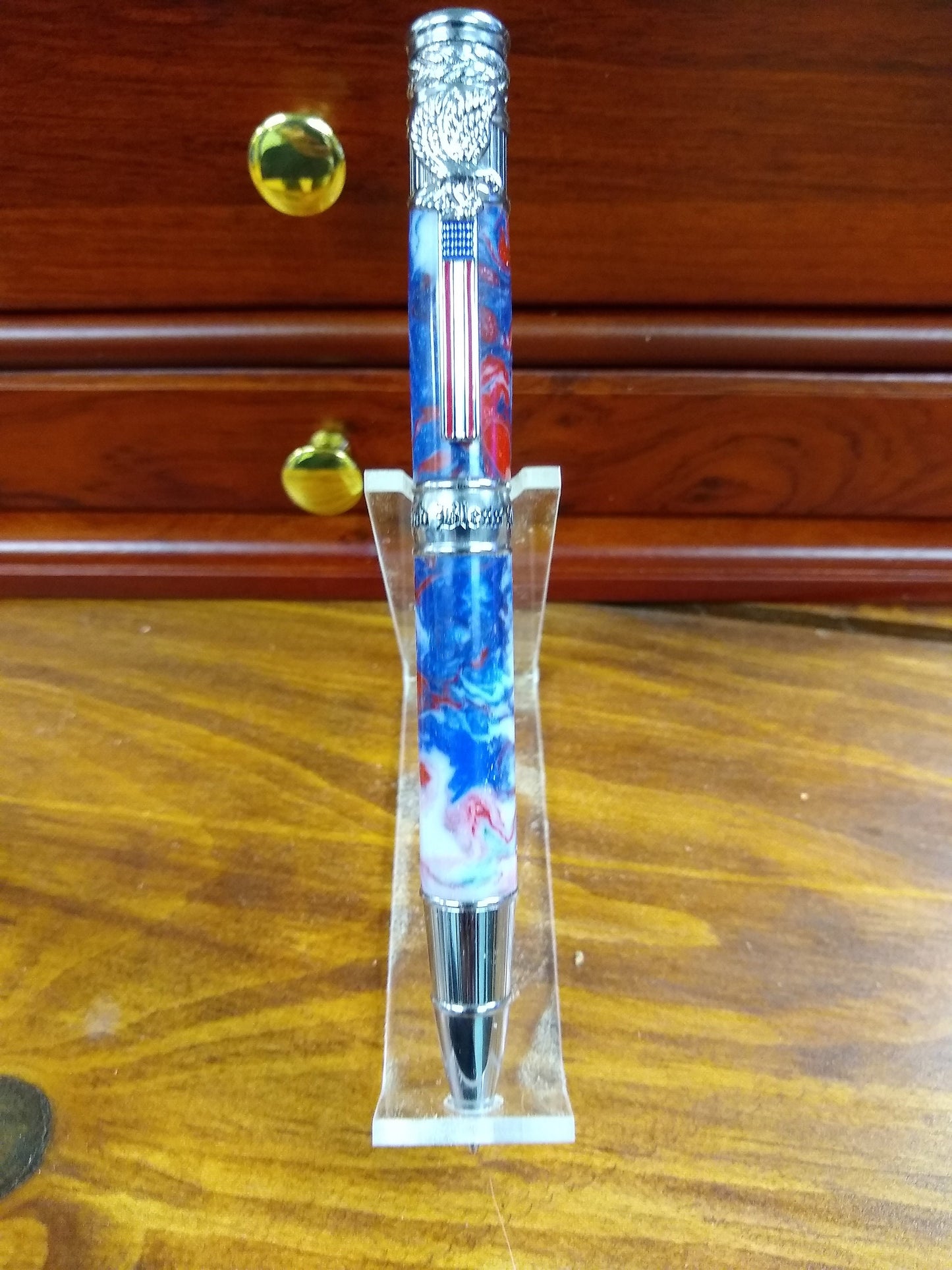 American Patriot pen made from red, white and blue swirl acrylic