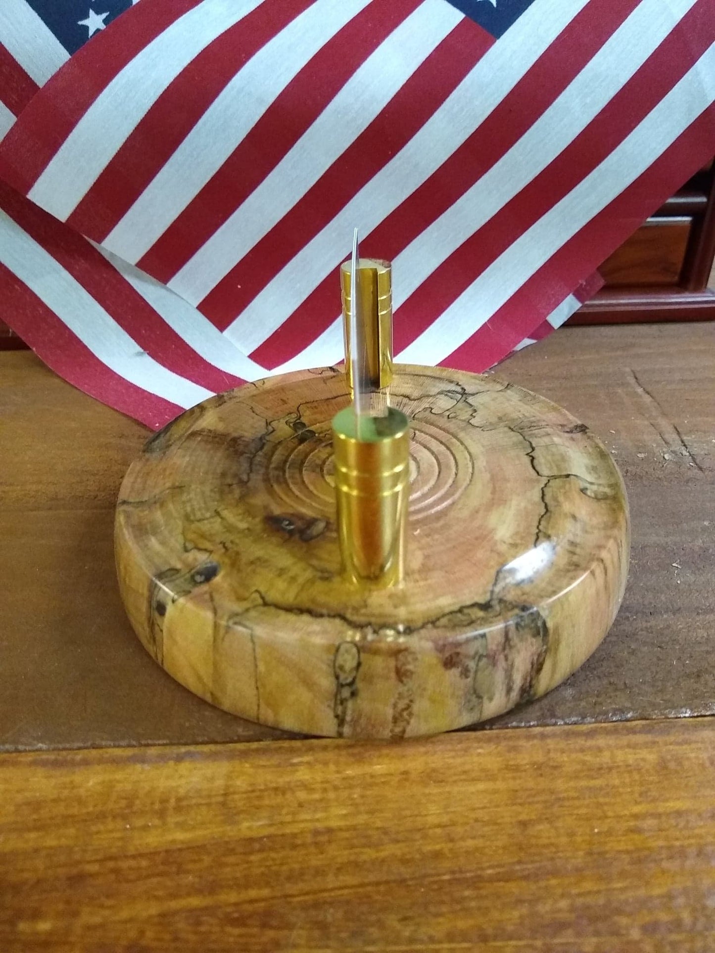 Business card holder made from stabilized spalted sycamore and acrylic