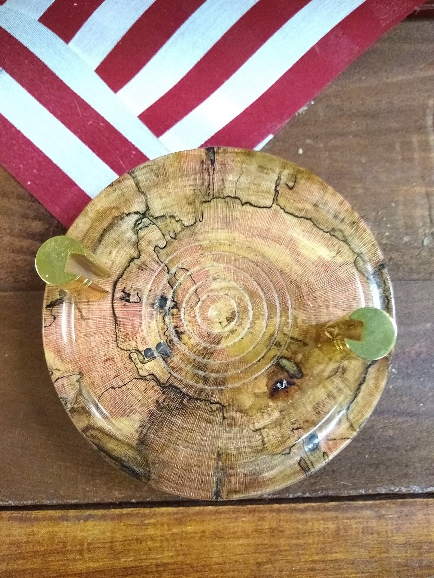 Business card holder made from stabilized spalted sycamore and acrylic