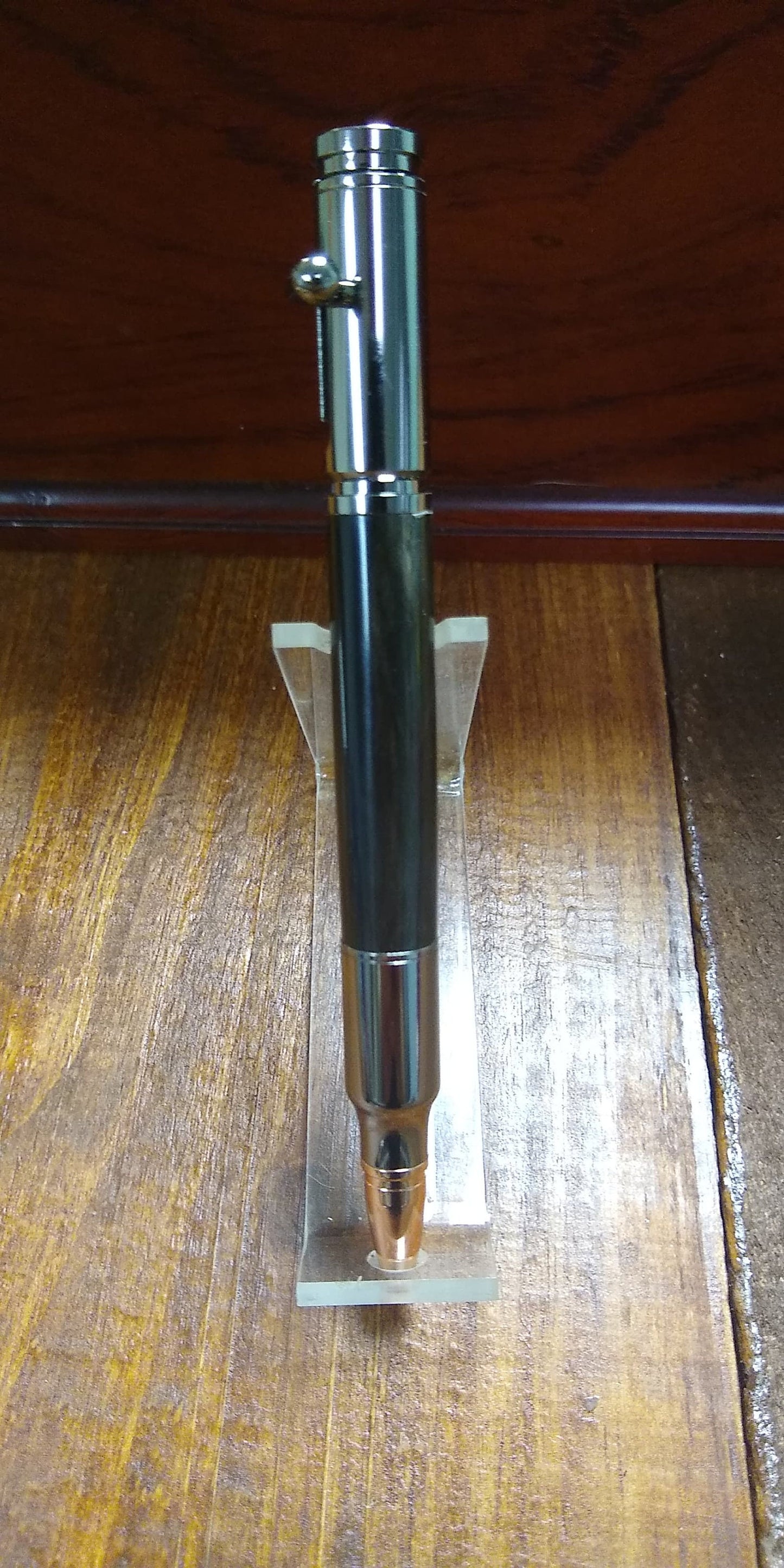 Gun Metal Bolt Action pen made from Indian River Buffalo Horn