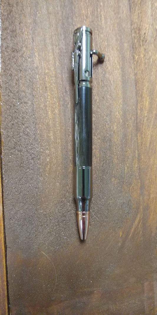 Gun Metal Bolt Action pen made from Indian River Buffalo Horn