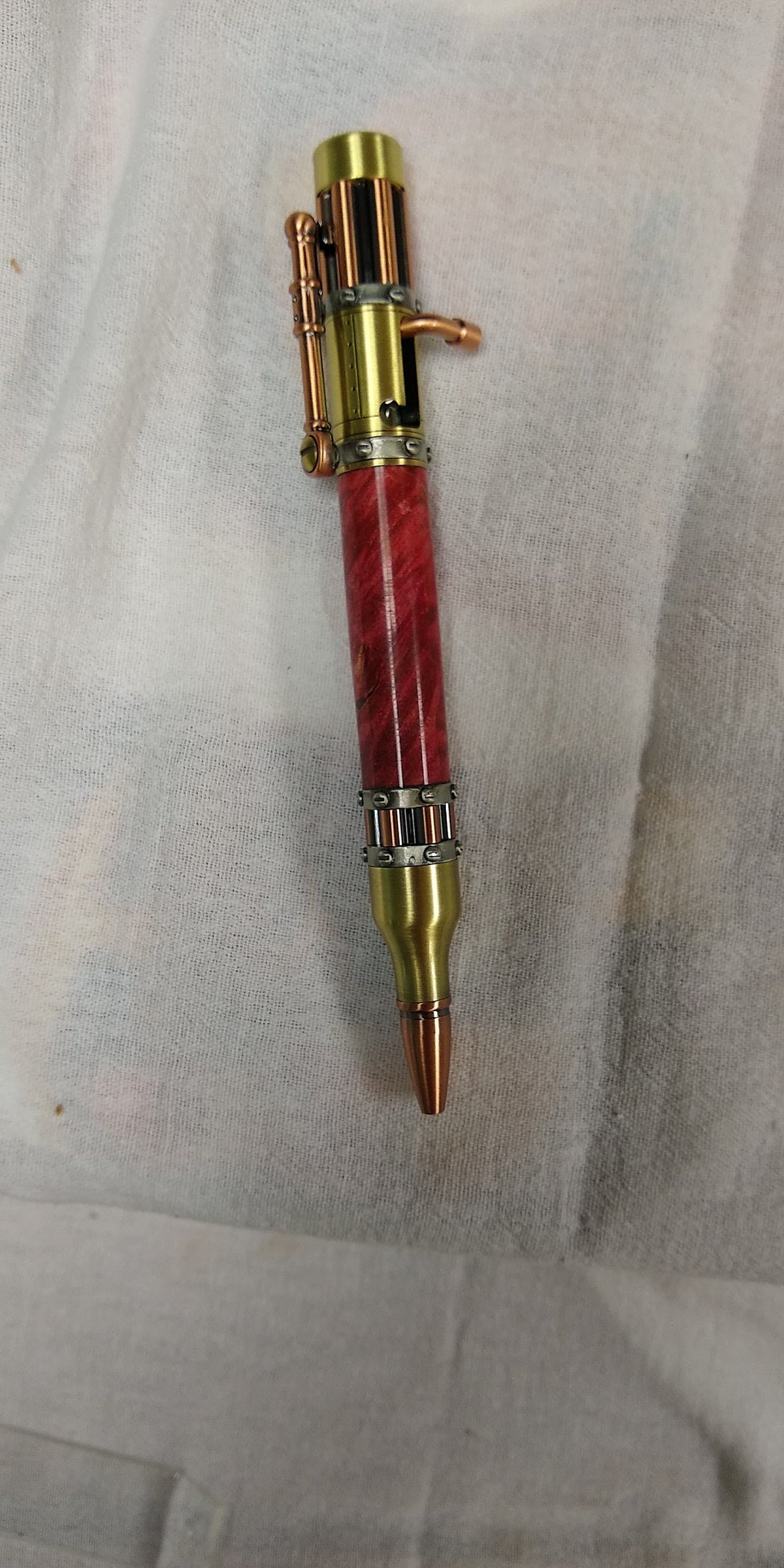 Unique Steampunk pen made from dyed maple burl wood