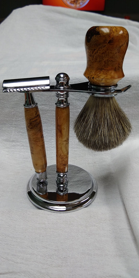 Black Cherry Burl Safety Razor Set