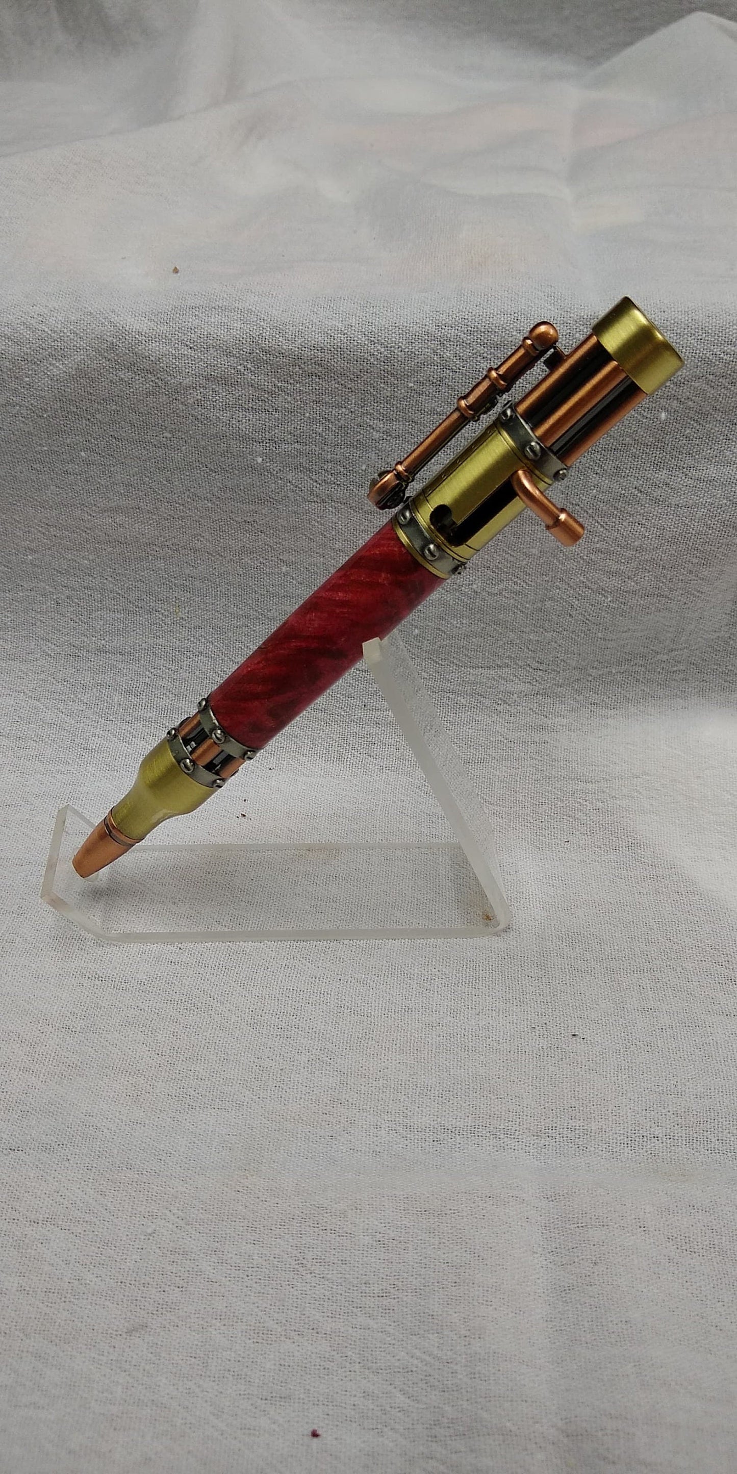 Unique Steampunk pen made from dyed maple burl wood