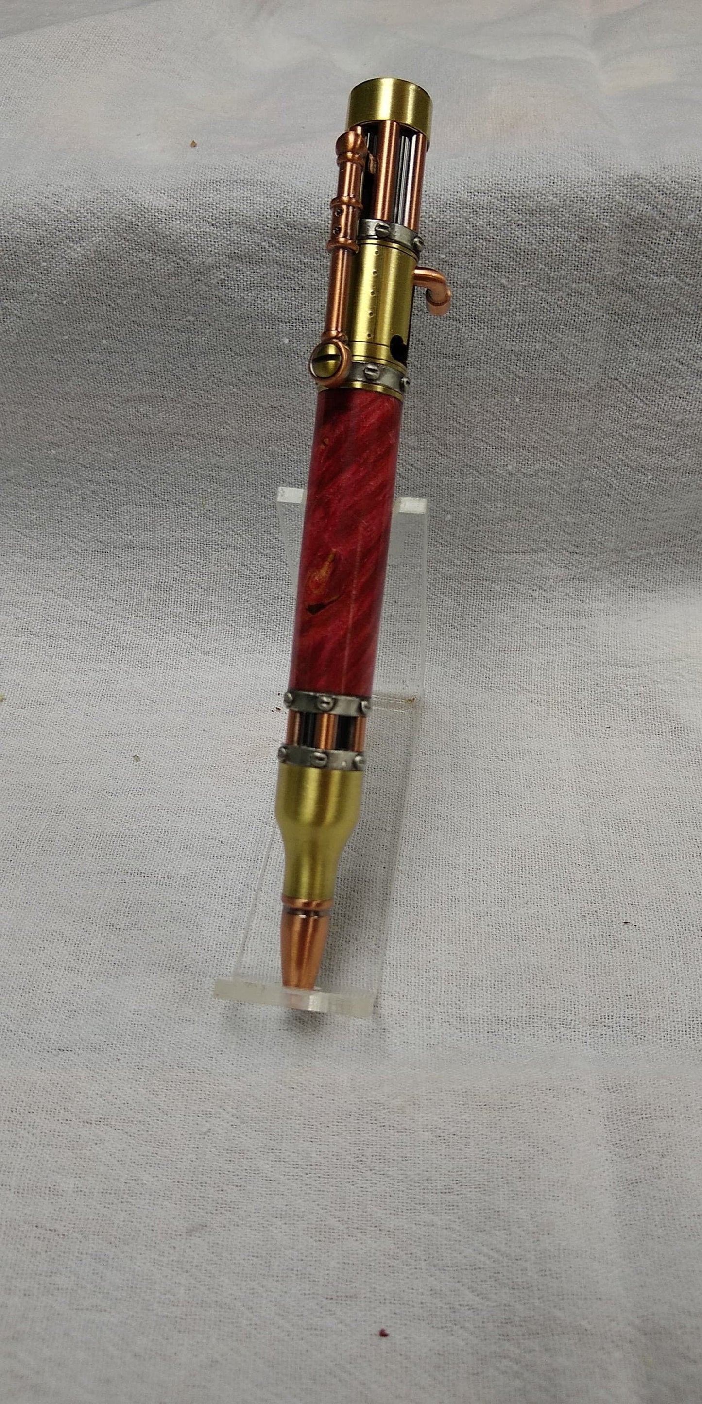 Unique Steampunk pen made from dyed maple burl wood