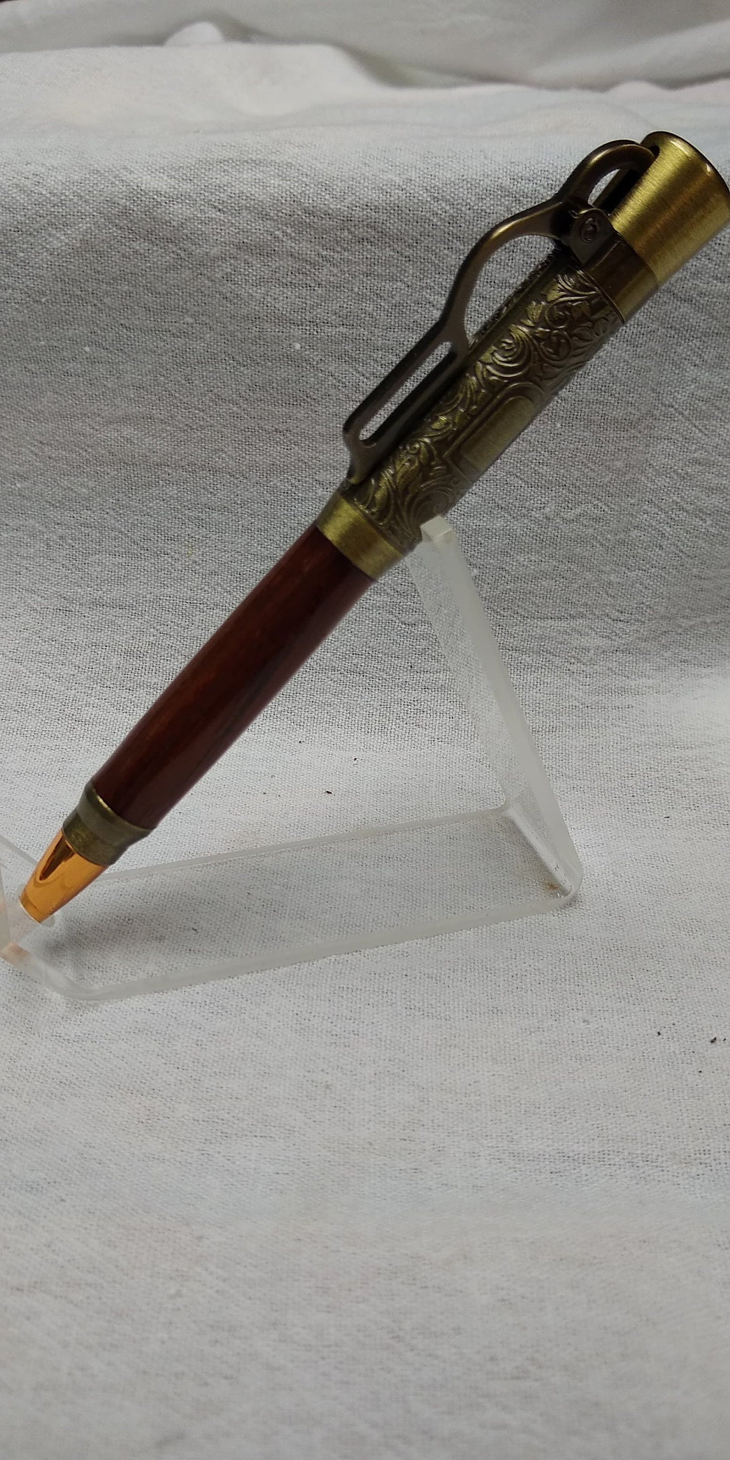 Lever action bullet pen made from Honduran Rosewood