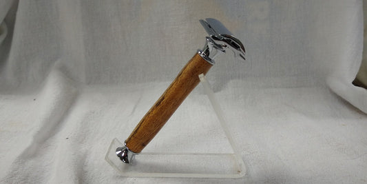 Double edge safety razor made from Caribbean Mahogany