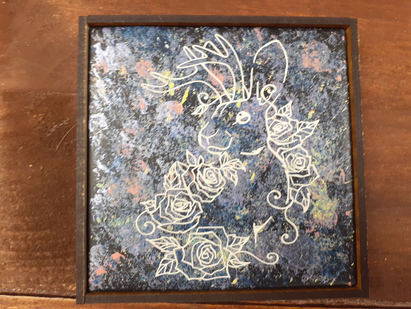 Laser etched wall art tile "The Jackalope"