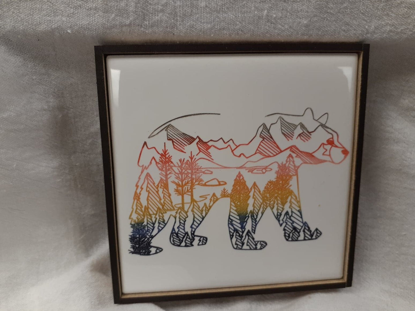 Laser etched wall art tile "Bear Mountain"