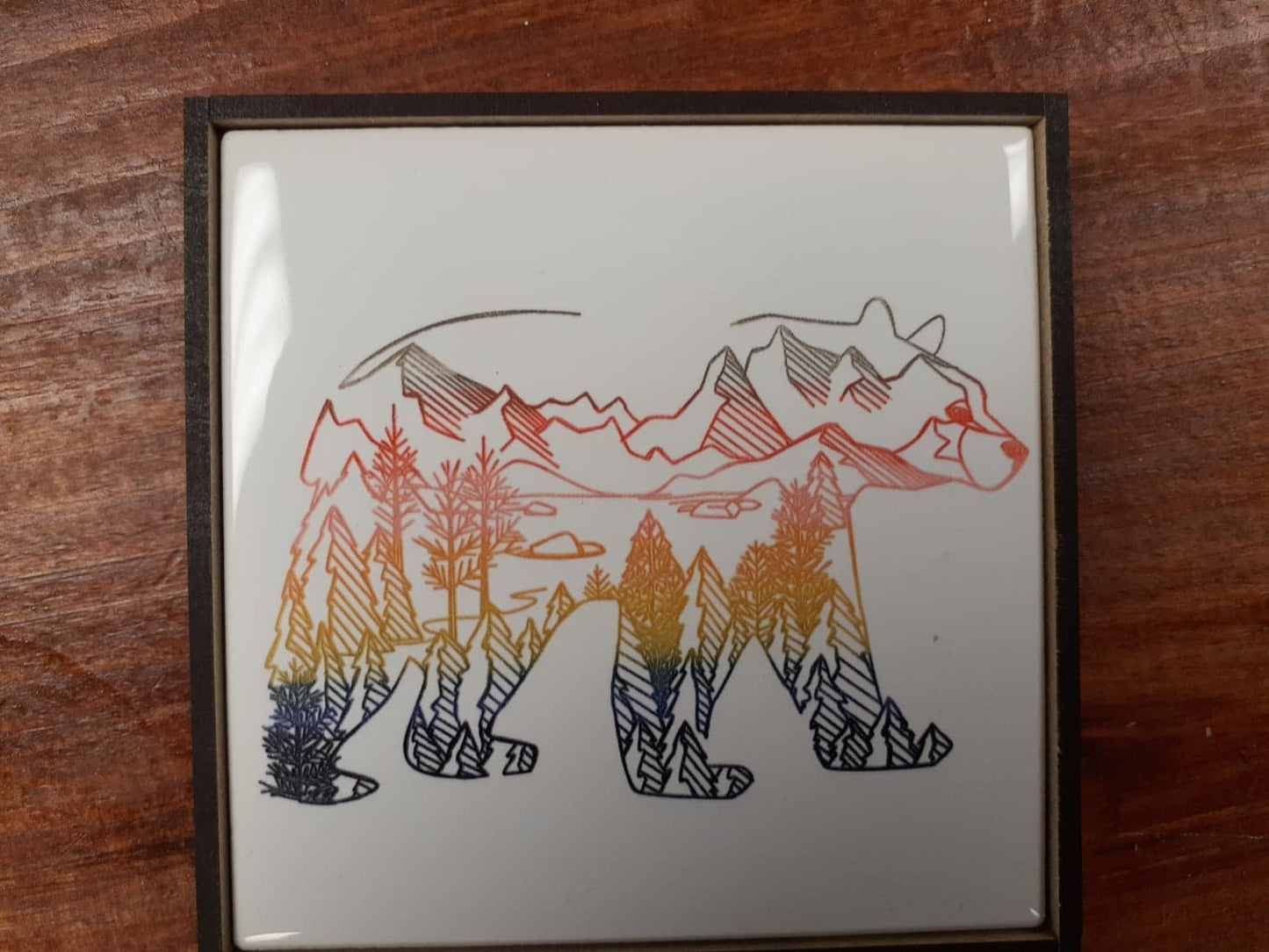 Laser etched wall art tile "Bear Mountain"