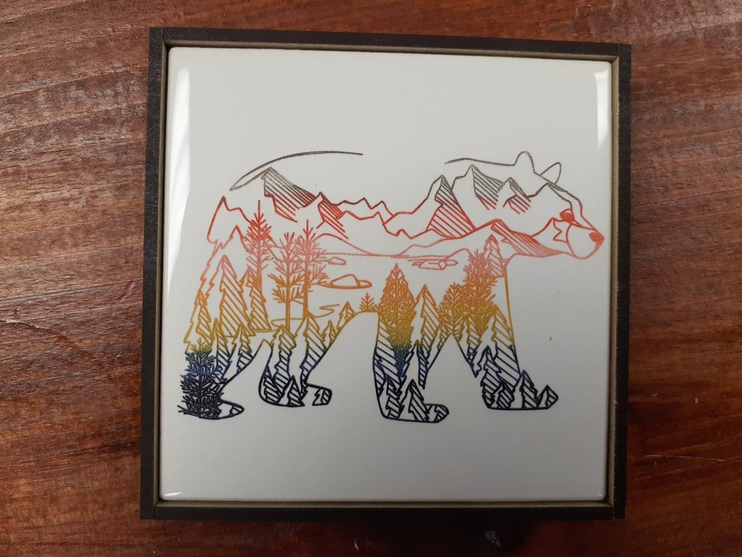 Laser etched wall art tile "Bear Mountain"