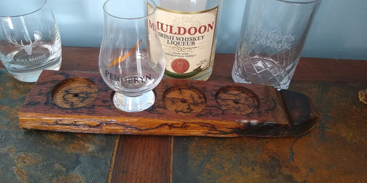 Whiskey Flight serving platter made from Bourbon Barrel stave