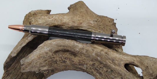 Gun Metal Bolt Action Pen made from Ancient Bog Oak