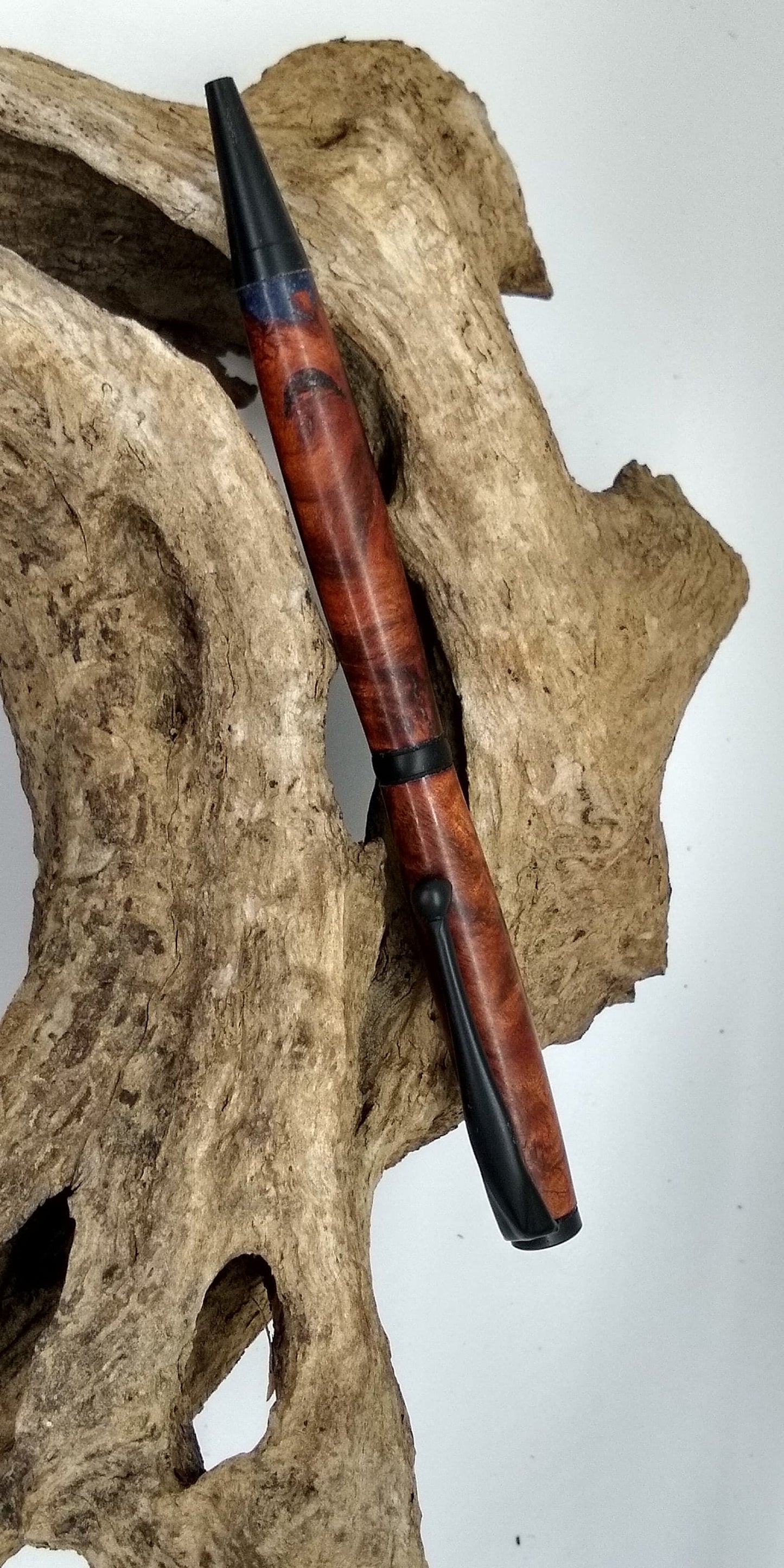 Black titanium Slimline pen made from eucalyptus burl and allumilite resin